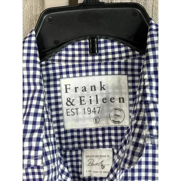 Frank Eileen Button Down Shirt Paul Checkered Long Sleeves - Picture 2 of 8